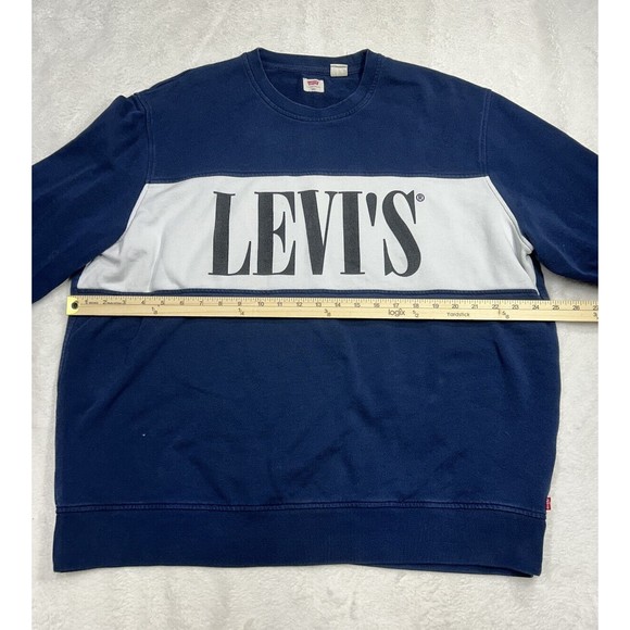 Levi's Navy Blue Large Box Logo Crewneck Sweatshirt Men's Size 2XL - Picture 4 of 7